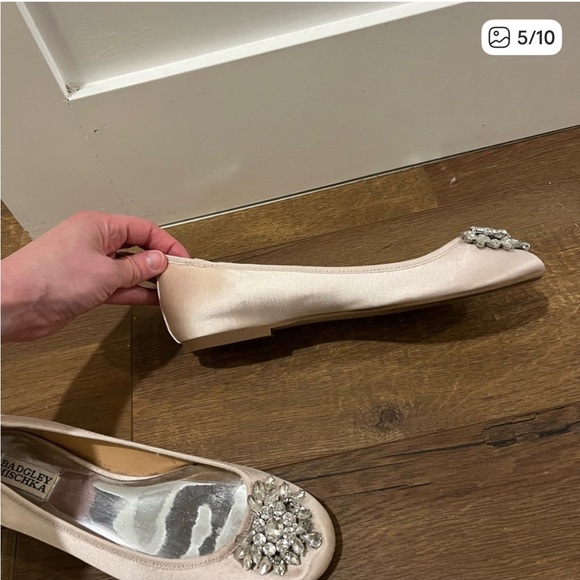 Badgley Mischka Blush Flats with Crystal Embellishment - Picture 5 of 9
